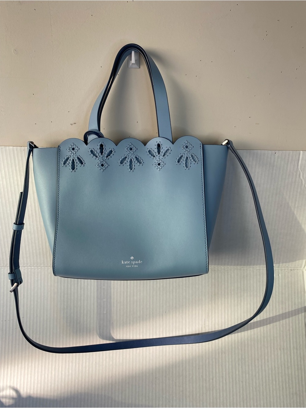KATE SPADE Magnolia Street Eyelet Mini Mina Leather Satchel Blue Dawn - Picture 2 of 16